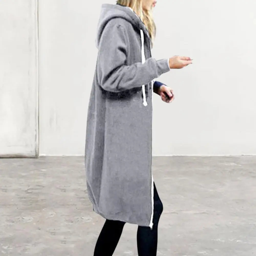 Plush Hooded Drawstring Women Jacket -