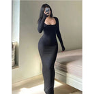 Women's Solid Long Sleeve Dress -