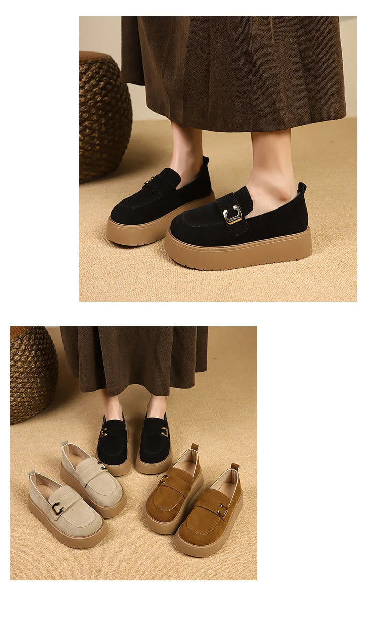 Elevate your style with these platform sole loafers for women. -