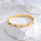 Gold Color Zircon And Cross Nut Nail Bracelet Gold & Bangle For Woman -