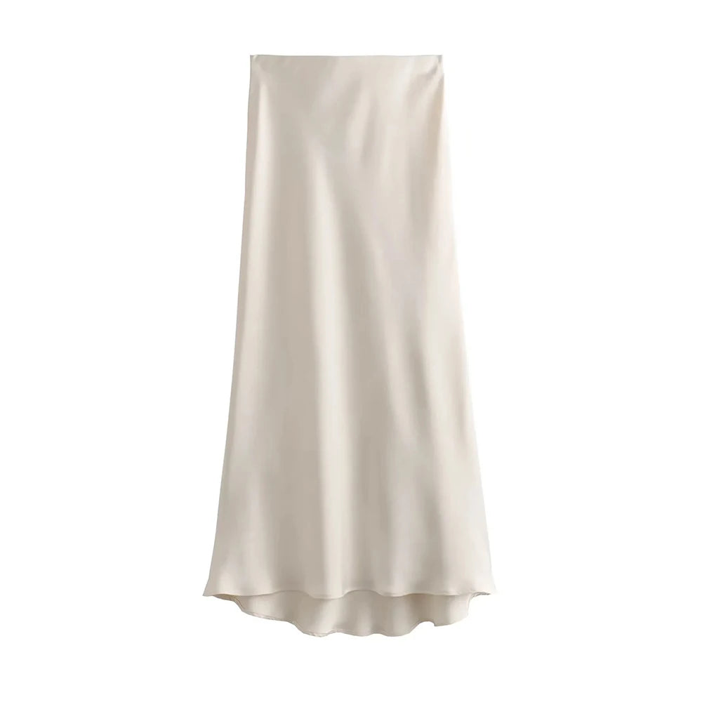 Elevate your elegance with this sleek black satin skirt for women—perfect for any occasion! -