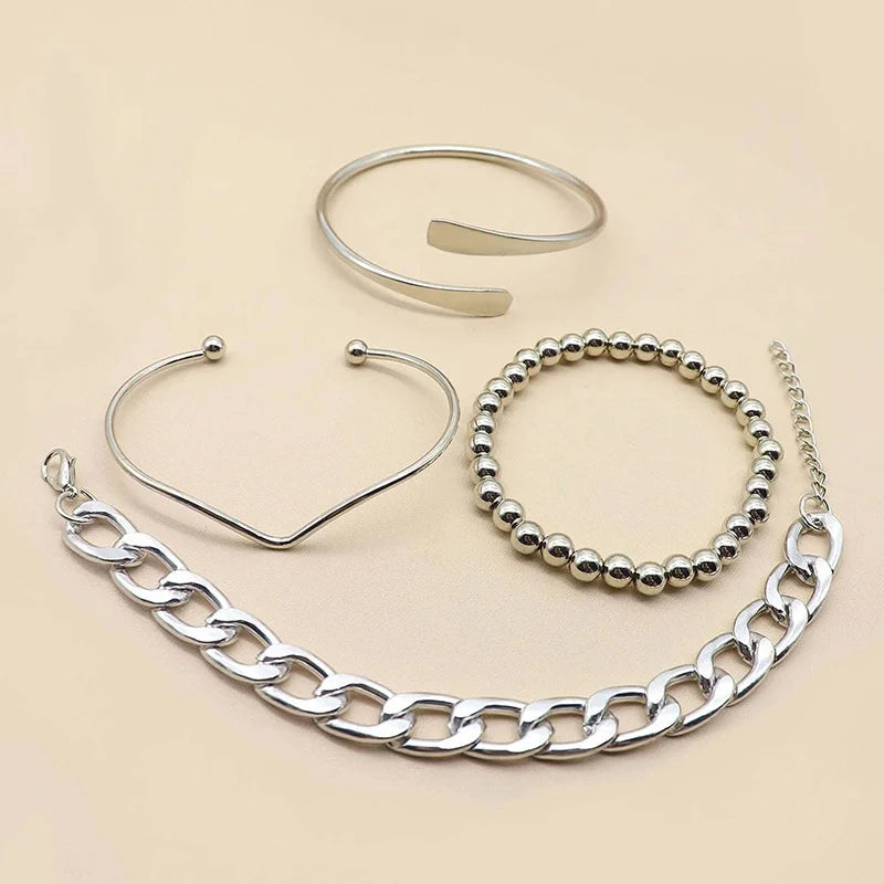 4pcs Cuban Chain Bracelets -