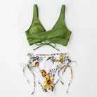 Women's Bikini Swimsuit Front Cross Lace Up Two Piece Bathing Suit -