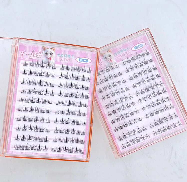 10 Rows of Large Capacity Glue-free False Eyelashes Single Cluster 10-12MM C-curled Natural Self-adhesive false Eyelashes -