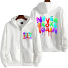 Stay fresh and bold in this men's multi-color hooded sweatshirt featuring the Never Broke Again design! -