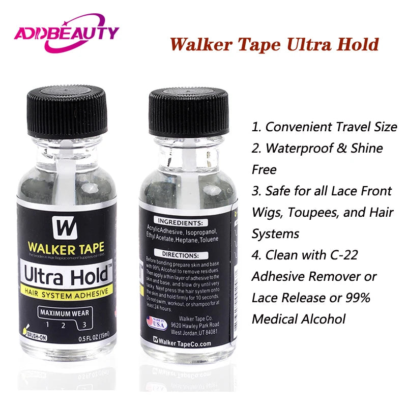 Ultra Hold Walker Tapes C-22 Glue Remover for Lace Front Wigs Human Hair Toupee 15ml Adhensive Glue Tape Waterproof Glue Remover -