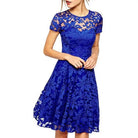 Make a chic statement with this elegant women's dress featuring an O-neck design, transparent lace, and hollow detail—a perfect choice for a sophisticated and stylish look. -