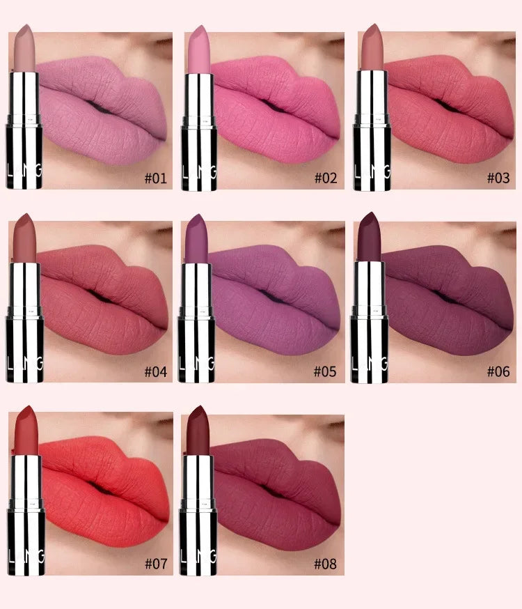 1PC Waterproof Nude Pink Lipstick Matte Lips Stick Long Lasting Non-stick Cup Lip Gloss Moisturizing Lipsticks Make-up Cosmetic -