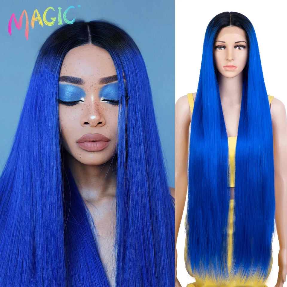 Achieve a magical transformation with this 38-inch ombre blonde lace front wig. Ideal for cosplay, events, or everyday wear, this wig offers a cute and stylish look that is sure to turn heads. -