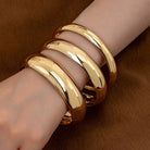 3PCS Set Stainless Steel Round Smooth Bangles -