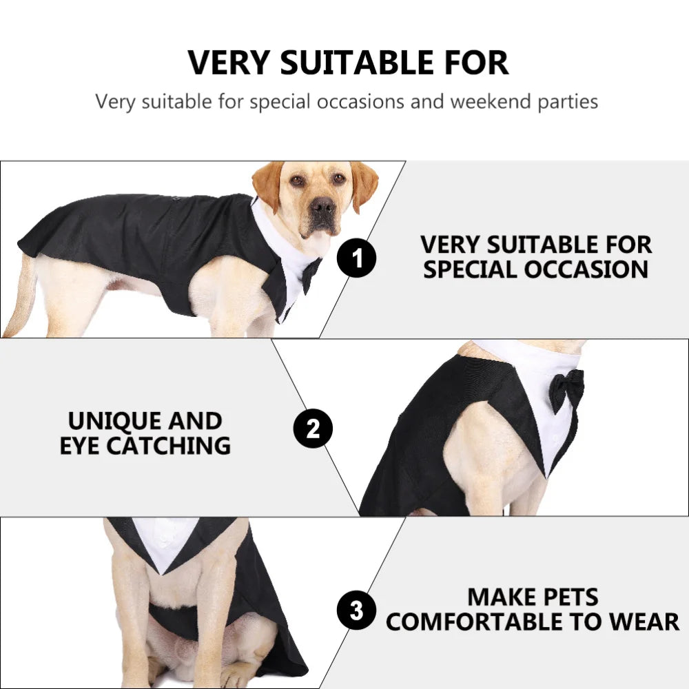 Dress up your pup for the occasion with this fashion-forward party show formal suit featuring a tie bow tuxedo—perfect for making a stylish statement! -