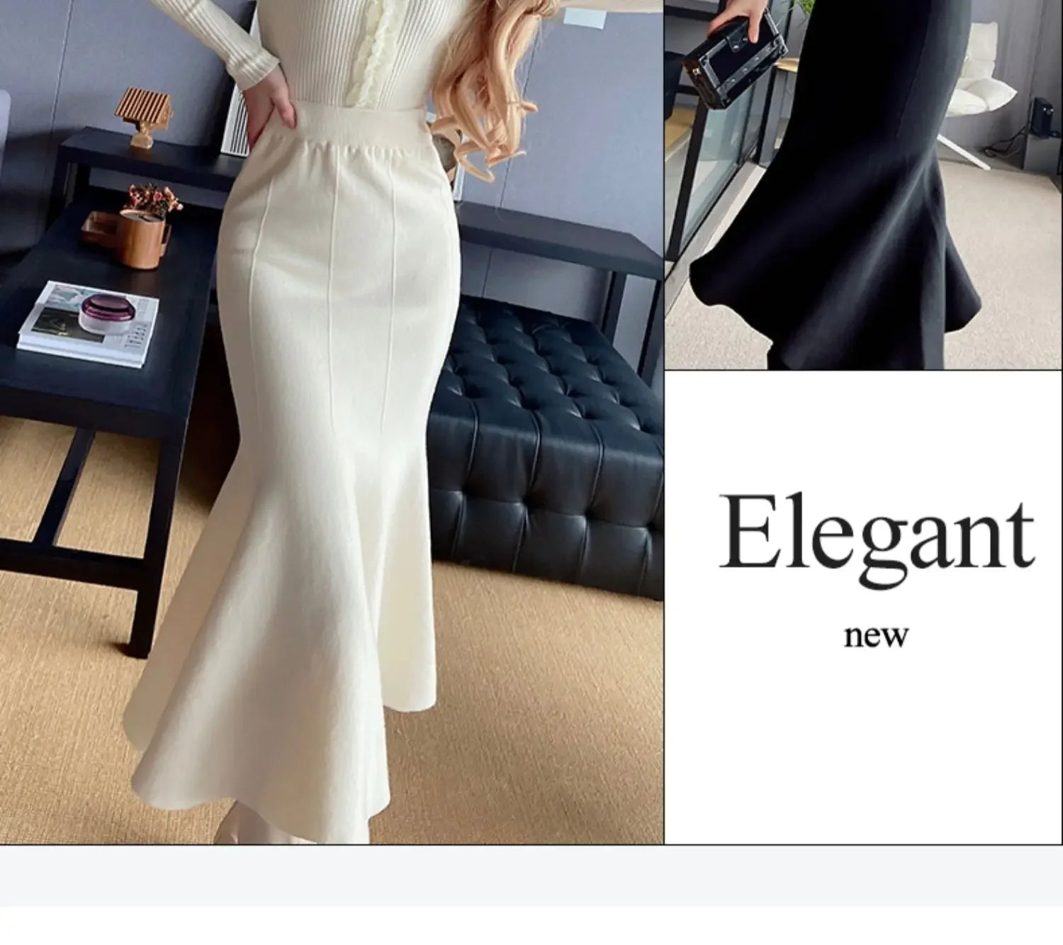 Women's Skirts Knitted Long Skirts for Women Fashion 2025 Autumn Winter Solid Color Green Vintage Slim A-LINE Skirts for Woman -
