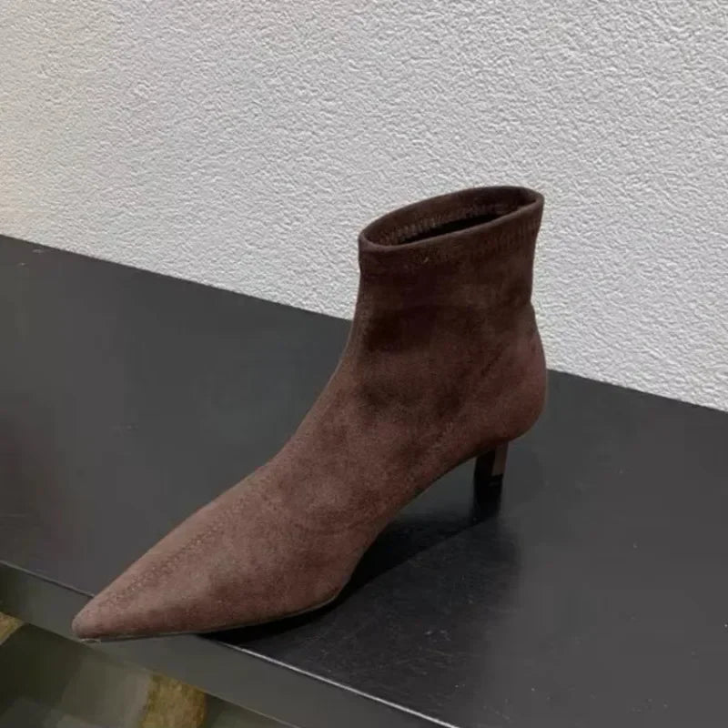 Shoes for Women 2025 High Quality Elegant Ankle Women's Boots Fashion Back Zipper Solid Office and Career Sexy Pointed Toe Boots -