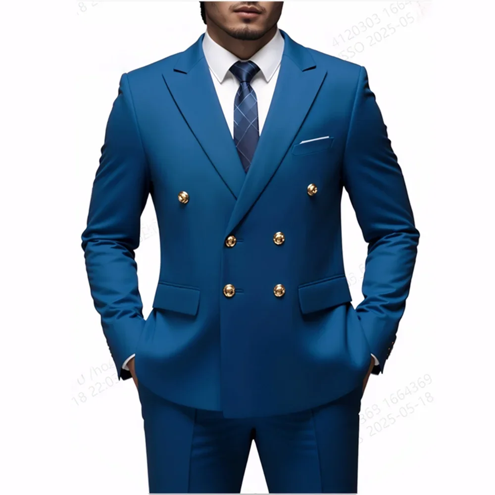Fashion New Men's Double Breasted Slim Fit Suit -