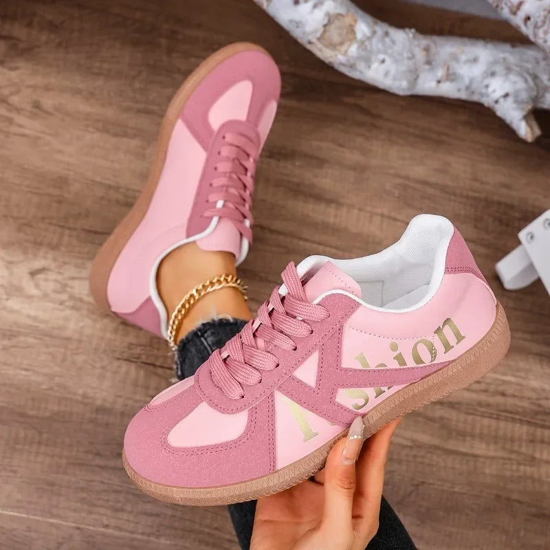 2025 Spring New Lace Up Women's Sports Shoes Plus Size Woman Sneakers Mixed Colors Female Fashion Versatile Flat Casual Sneaker -