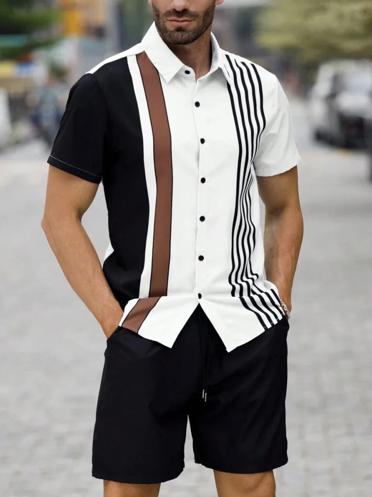 Summer Men's Short Sleeve Shirt And Beach Shorts Set Outdoor Sports Comfortable Men's Shorts Hawaii Men's Travel Casual Shirt -