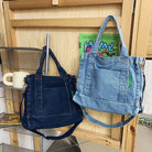 Elevate your casual look with this denim shoulder bag for women. Featuring a large design and zipper closure, this bag is perfect for shopping and everyday use, adding a touch of style to your outfit. -