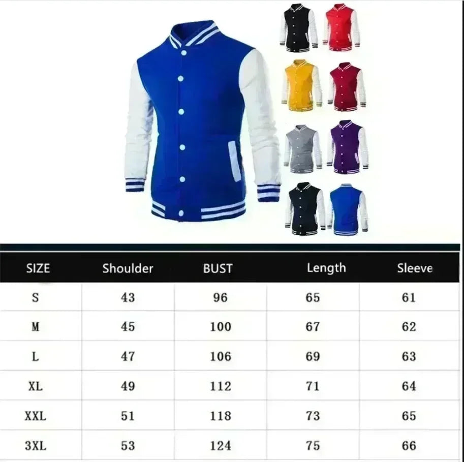 Get stylish with this multi-color streetwear baseball jacket for both men and women. -