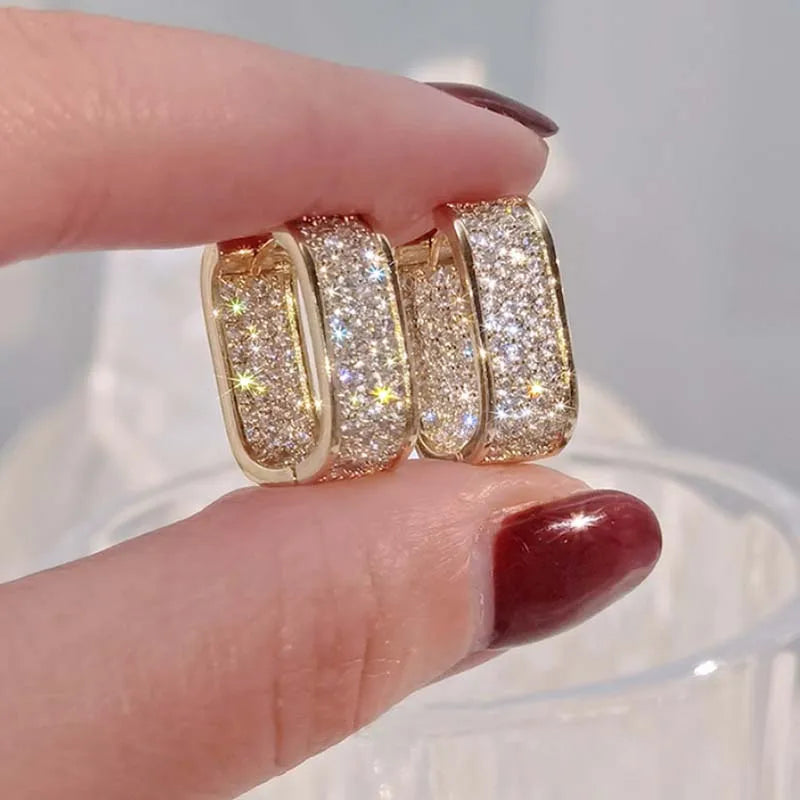 Stainless Steel Gold Silver Color Square Hoop Earrings -