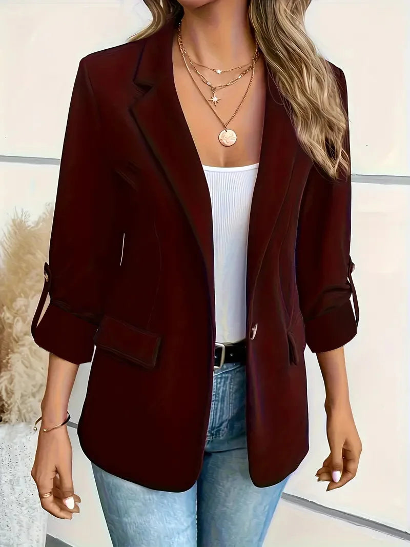 Step out in style with this sleek women's single-button blazer—classic elegance for any occasion! -
