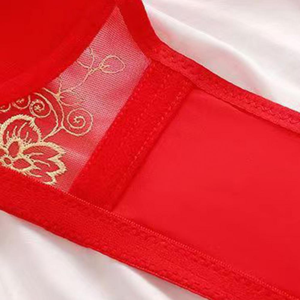 Adjustable Shoulder Strap Bra Supportive Lace Jacquard Trim Bras for Comfortable Lightweight Middle-aged Elderly Women -