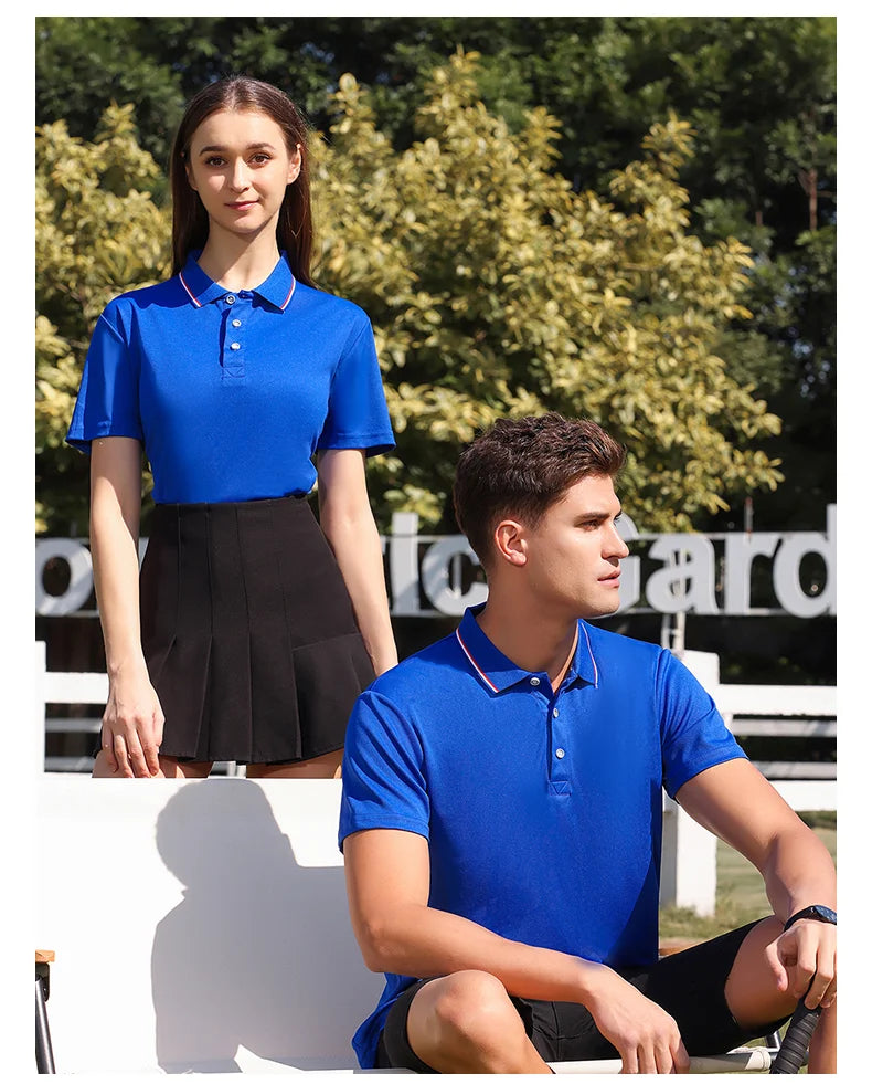 New Summer Men's and Women's Casual Collar T-shirt Breathable Short Sleeved Polo Shirt -