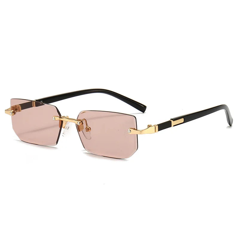 Rimless Sunglasses Rectangle Fashion Popular Women Men Shades Small Square Sun Glasses For Female Male Summer Traveling Oculos -
