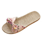 Ladies' Bohemian Style Bow Flower Linen Slippers Sandals Beach Shoes Home Shoes Beach Slippers Indoor Non Slip Shoes 2024 -