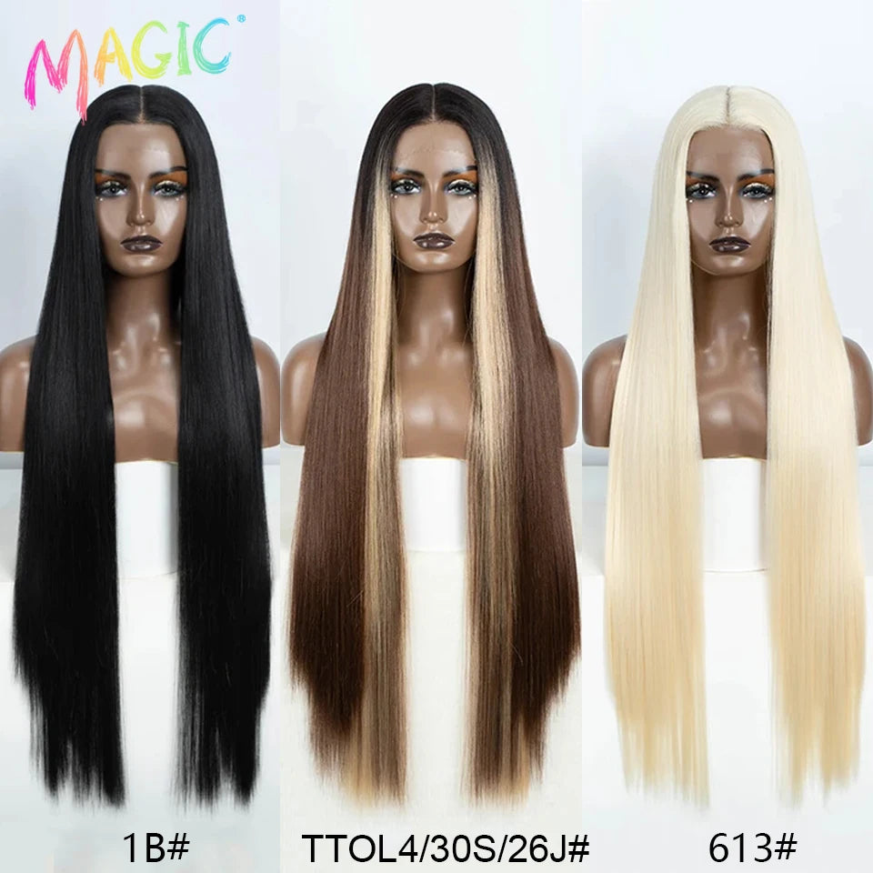 Achieve a magical transformation with this 38-inch ombre blonde lace front wig. Ideal for cosplay, events, or everyday wear, this wig offers a cute and stylish look that is sure to turn heads. -