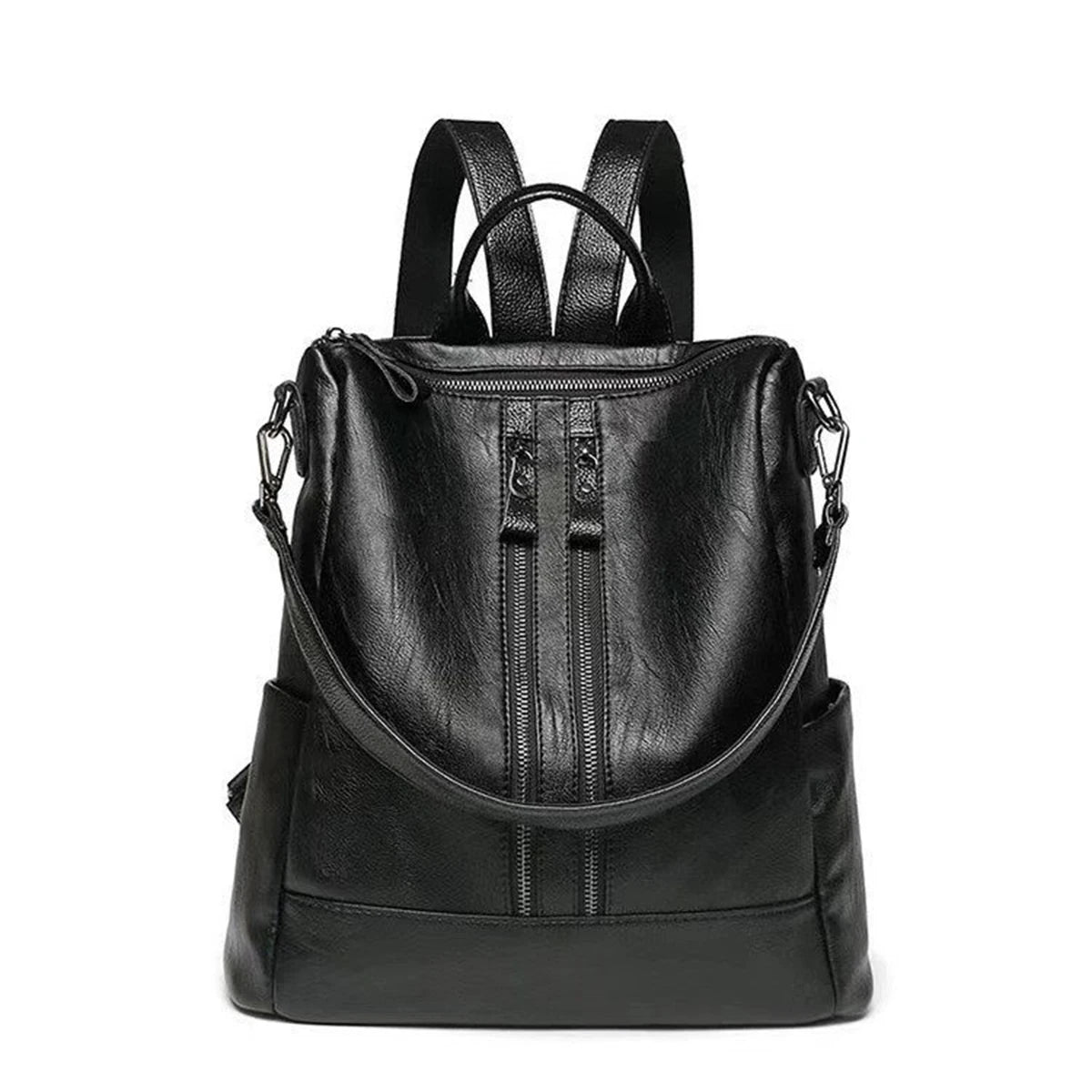 Enhance your style with this vintage leather-textured backpack. Featuring a quilted design, solid color, large capacity, adjustable straps, and secure zipper closure, it's a versatile and chic accessory for any outfit. -