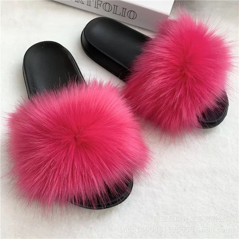 Faux Fur Slippers Women -