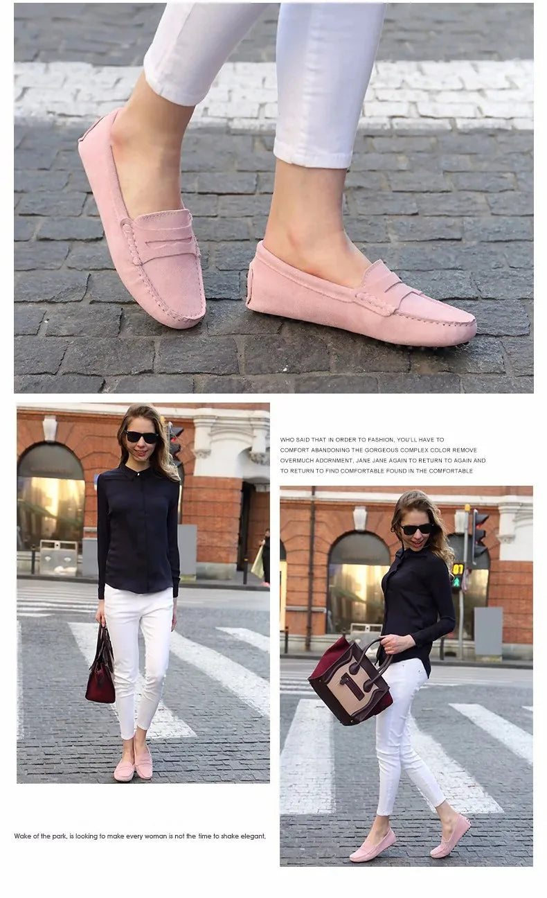 100% Genuine leather Women flats Fashion Handmade Women Casual leather shoes Leather Moccasin Women Driving Shoes Loafers -