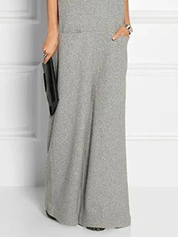 Uoozee 2024 New Women's Fashion Pockets High Neck Evening Dresses Loose Short Sleeves Solid Color Split-Joint Urban Casual Dress -