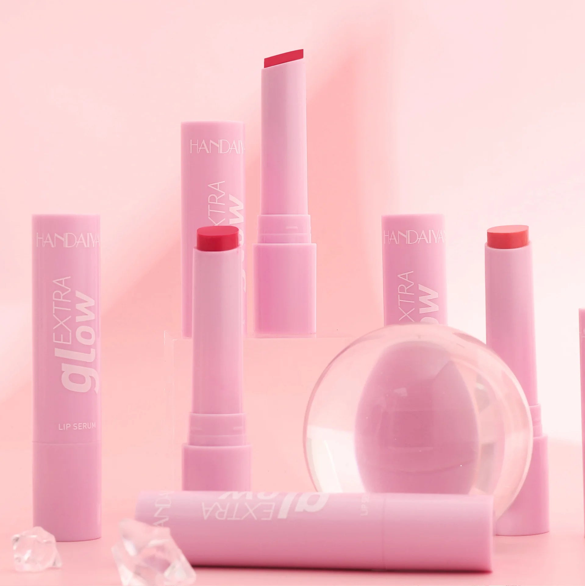 Handaiyan Long Lasting Lipstick Waterproof Moisturizing MIrror Watery Jelly Lip Stick Lip Plumper Lip Balm Makeup -