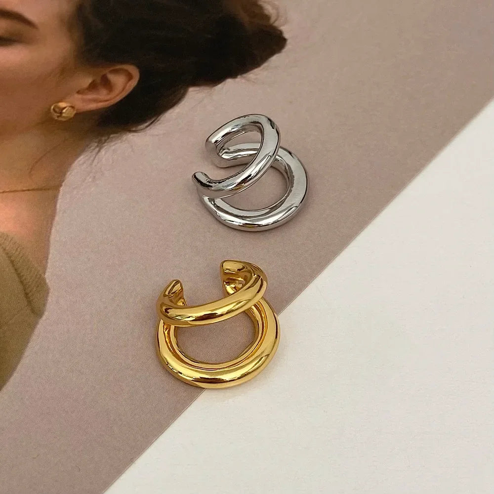 Sterling Silver Double Layered Earrings -