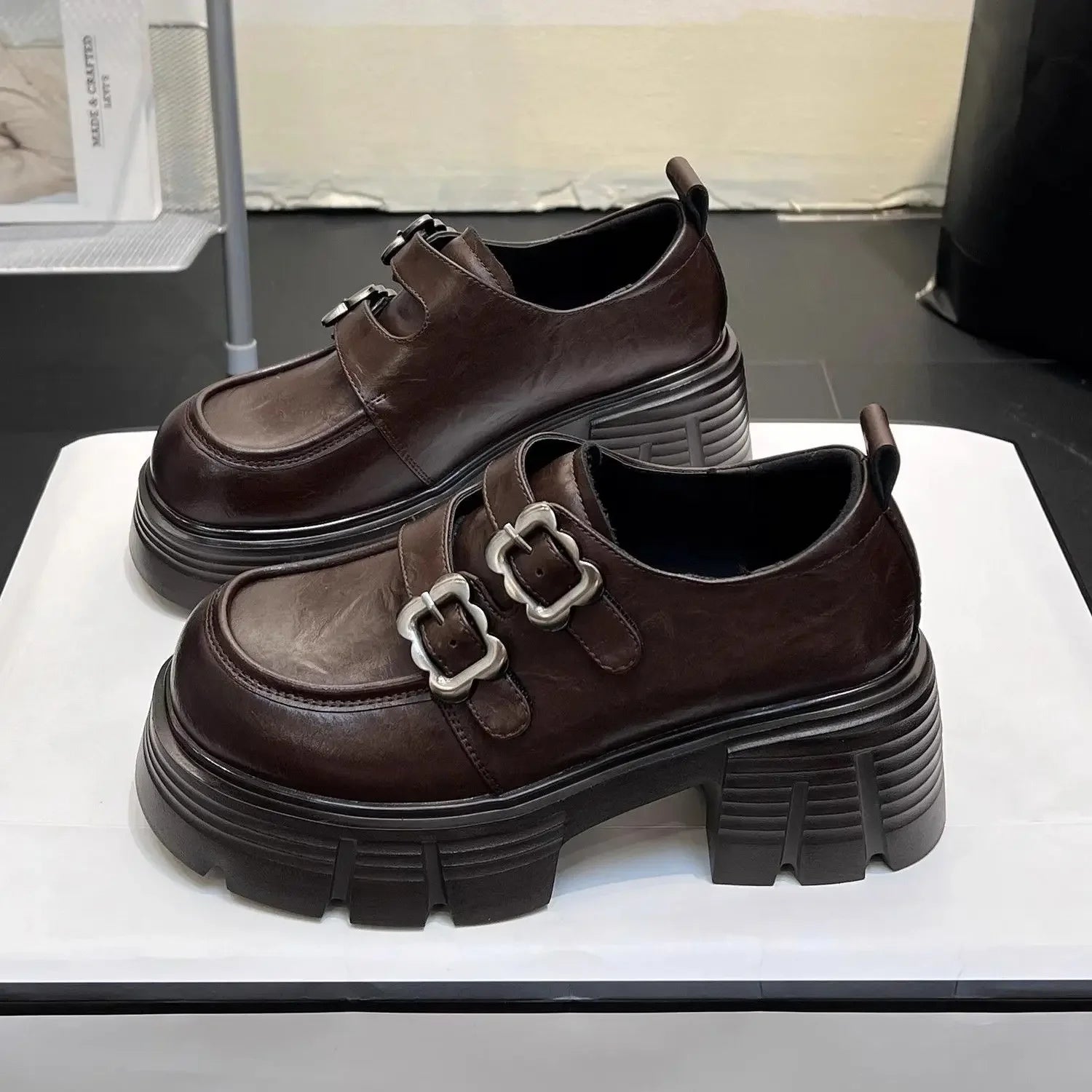 Shoes for Women New Quality Women's Pumps Hot Sale Loafers Fashion Buckle Platform Leather Shoes Trend Versatile Zapatos -