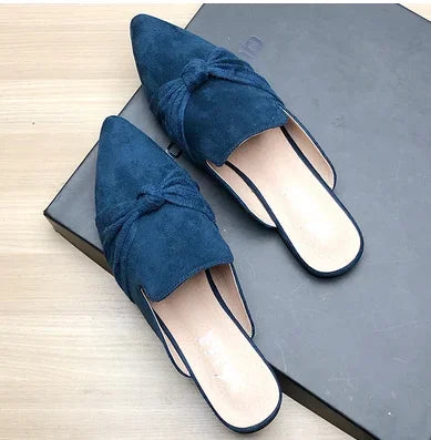 Female Simple Sewing Plain Shoes Outdoor Pointy Toe Slides Camel Blue Soft Sole Wide Fitting 48-33 2022 New Arrivals De Mujer -