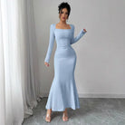 Elegant Long Sleeve Fish Tail Dress -