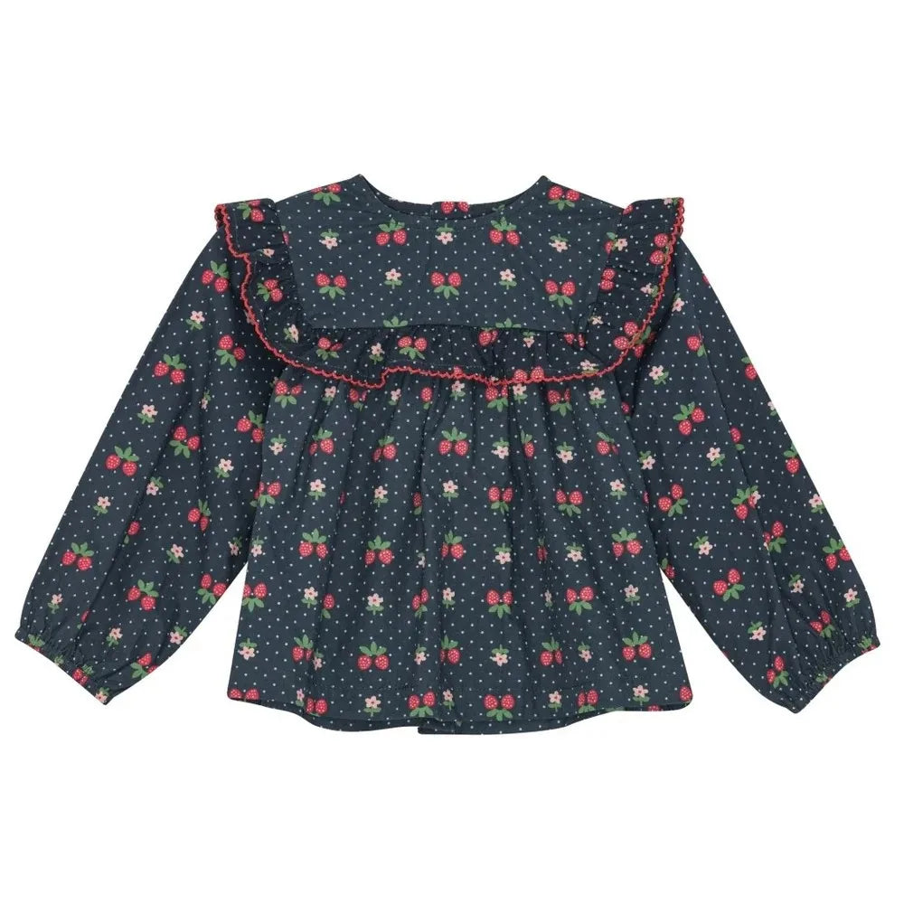 Kids Girls Clothes 25AW New Toddler Cute Bow Strawberry Printed Dresses Denim Vest Dress Jeans Children Clothing -