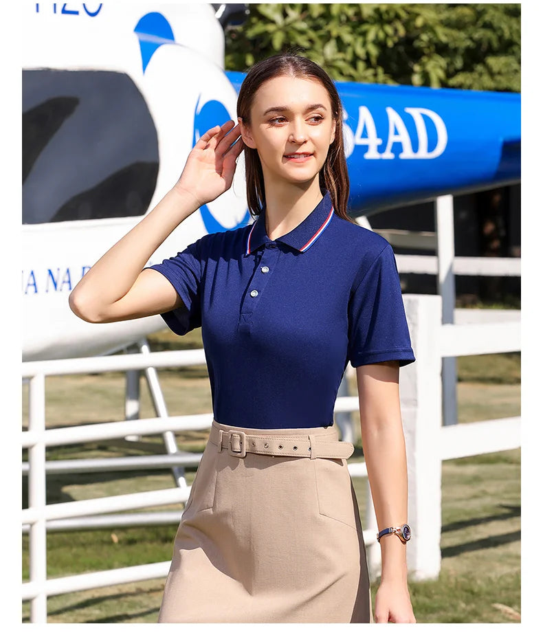 New Summer Men's and Women's Casual Collar T-shirt Breathable Short Sleeved Polo Shirt -