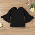 2pcs Baby Girl Clothes Sets Black Pullover Top + Leopard Print Bell-Bottoms Autumn Children's Clothing For 2 3 4 5 7 8 Years Old -