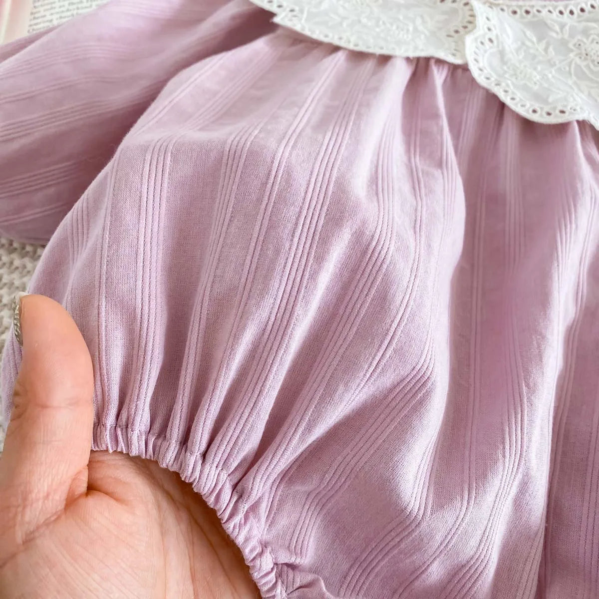 Dress your newborn in adorable style with this fashionable lace baby romper bodysuit—soft, comfy, and perfect for special moments! -
