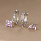3PCS Trendy Stainless Steel Flower Drop Earring Set -
