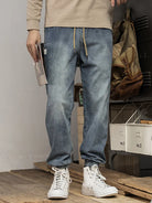 Classic Washed Blue Denim Jeans for Men -