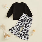 Little Girls 2PCS Fall Sets Long Sleeve O Neck Tops Leopard Print Flared Pants Set -
