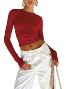 Upgrade your casual look with this fashionable women's long sleeve crew neck t-shirt—a versatile and stylish addition to your wardrobe! -