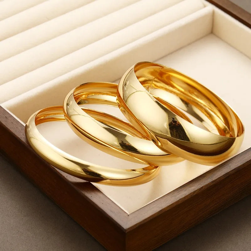3PCS Set Stainless Steel Round Smooth Bangles -