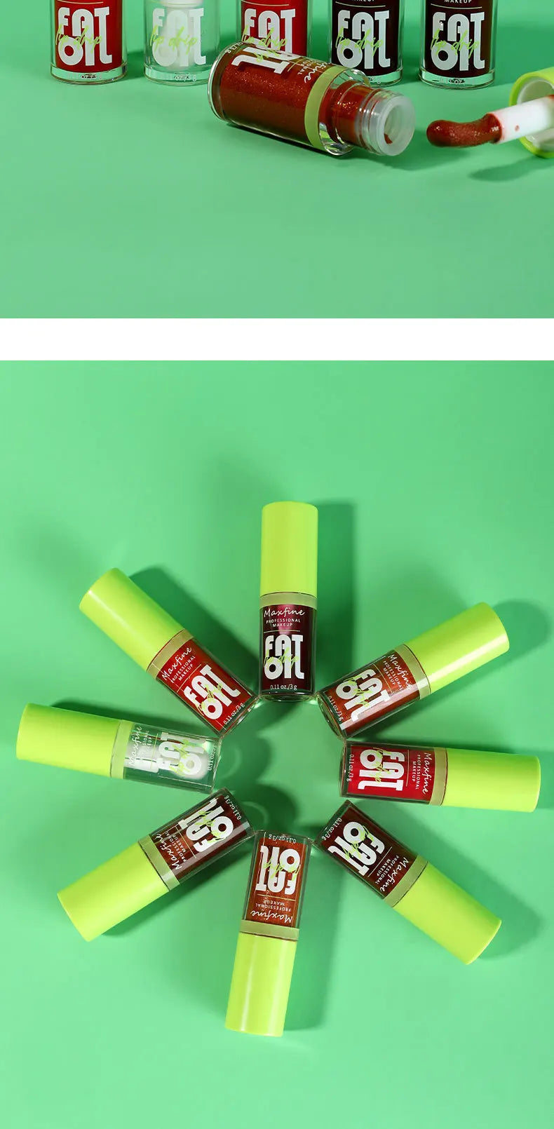 Lip Gloss Waterproof Long-term Moisturizing Non-stick Cup Non-fading Liquid Green Packaging Lip Gloss Cosmetics -