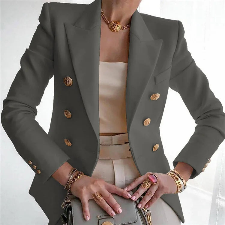Stay chic and professional with this casual long sleeve blazer for women—fashionable coat perfect for office wear and stylish outerwear! -