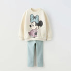 Minnie Mouse Pattern Baby Girl Autumn Sweatshirt Suit Popular Design Tops + Leggings Two Piece Set Kids Clothing Children's Set -
